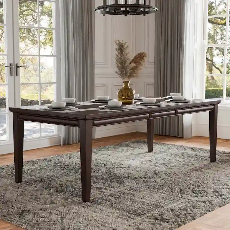 Espresso / White Oak Wood Extendable Dining Table — 6-8 People