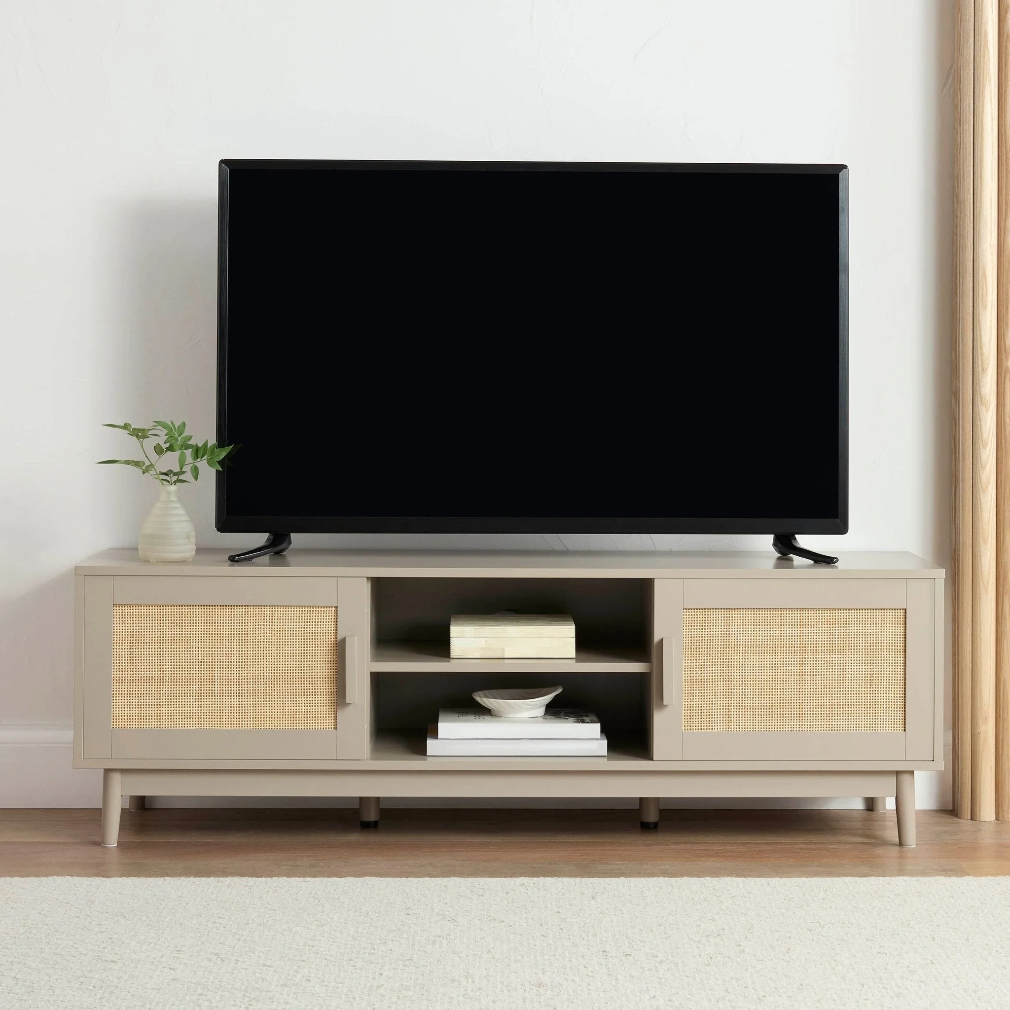 Modern Taupe Painted TV Unit with Clean Lines for TVs up to 60 Inch for Living Room