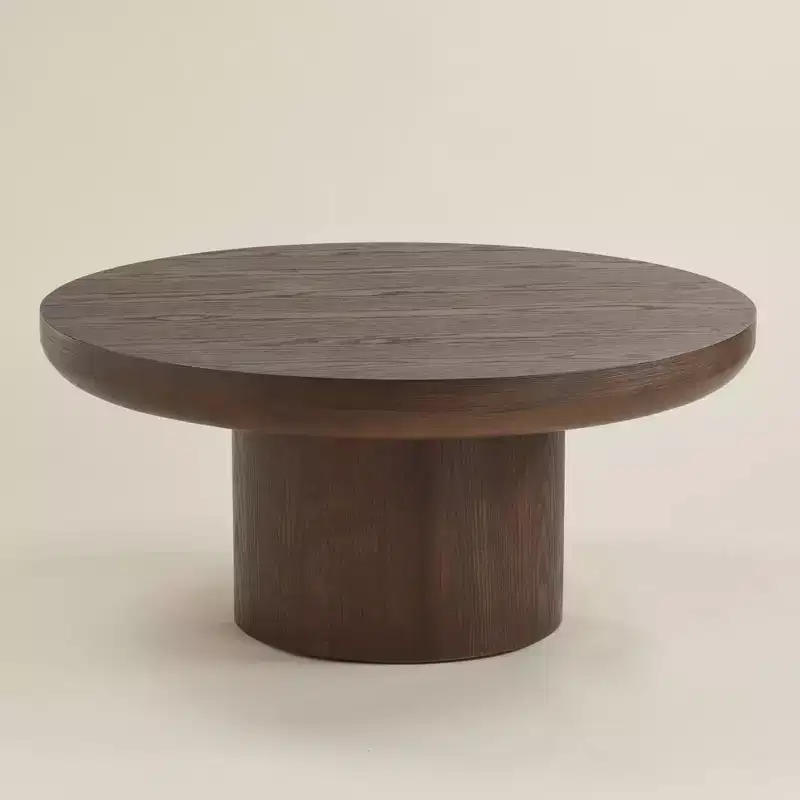Regency Hill Owen 36 Wide Rustic Modern Walnut Finish Wood Pedestal Coffee Table