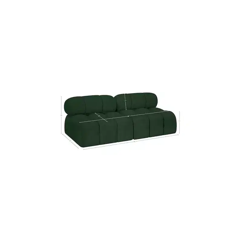 Meridian Furniture Ames Green Boucle Fabric Modular Sofa