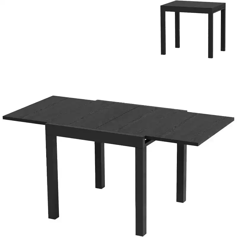 Extendable Dining Table Set for 4-6 Persons - 31.5-63 Inch 3-Second Quick Expand Patio Table, Sturdy Aluminum Tabletop Black Outdoor Furniture