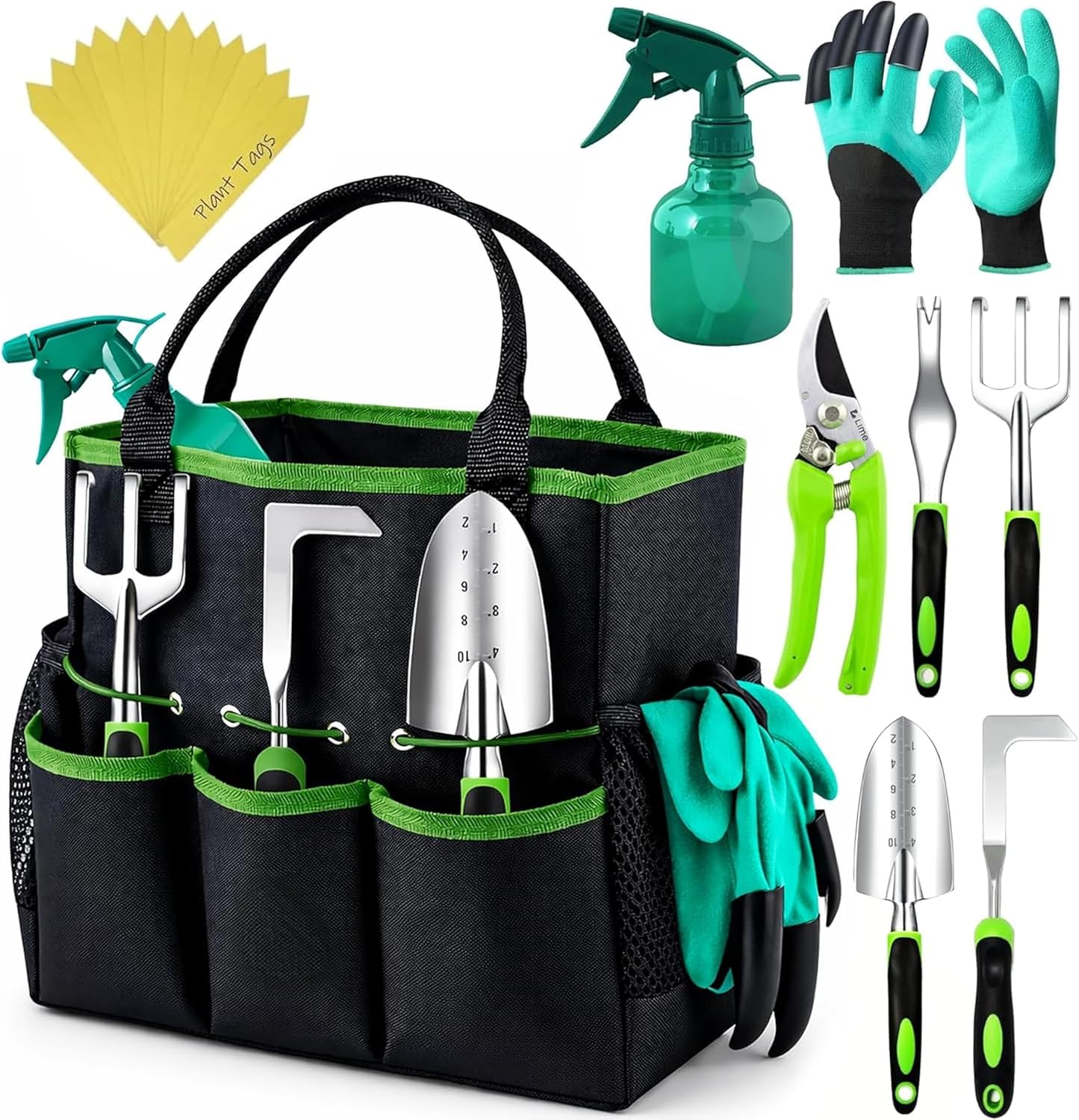Heavy Duty Garden Tool Set with Ergonomic Handle and Carry Bag