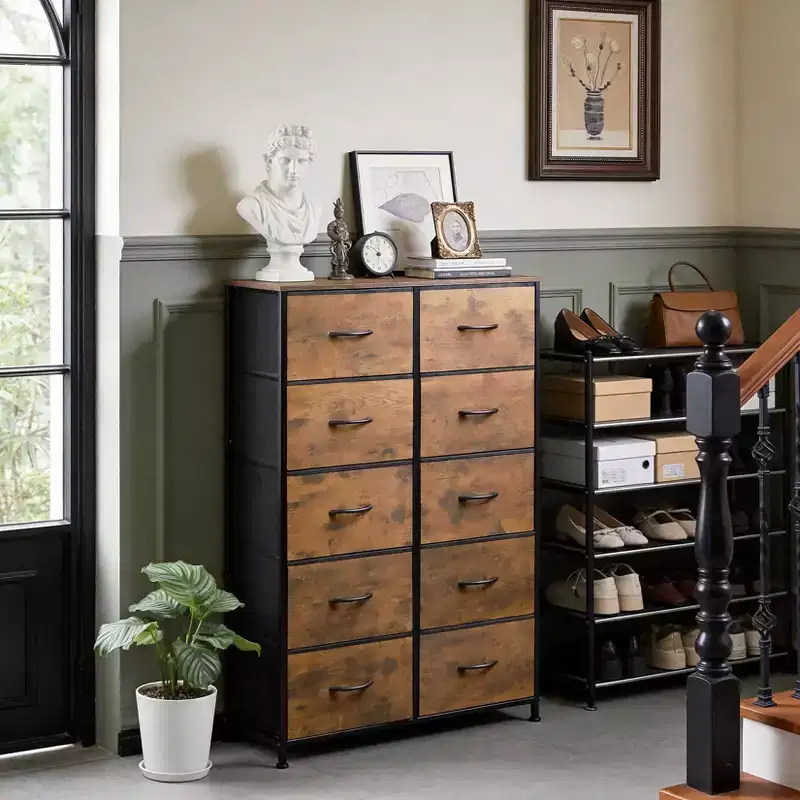 10-Drawer Tall Dresser – Wide Chest of Drawers for Bedroom
