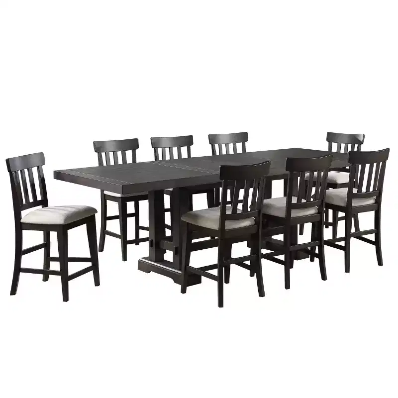 9pc Napa Counter Height Dining Set Dusky Cedar - Steve Silver Co.: Farmhouse Style, Twin Pedestal, Upholstered Chairs
