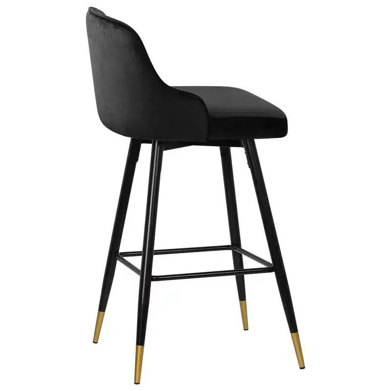 Bekrvio Swivel Barstools with Back, Counter Height, Velvet Upholstered, 29, Black