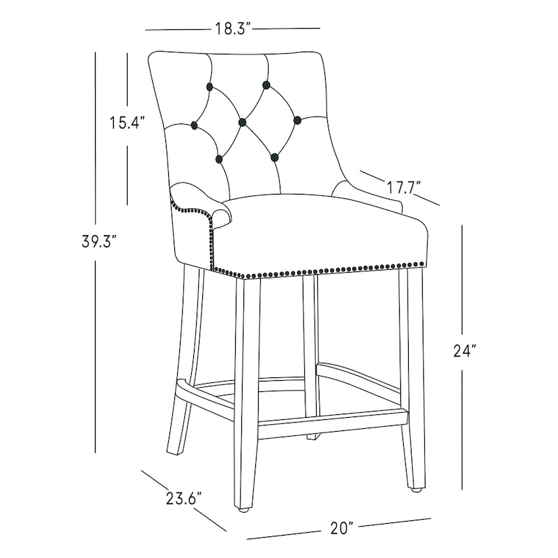 Carter 24 Upholstered Button Tufted Counter Bar Stool