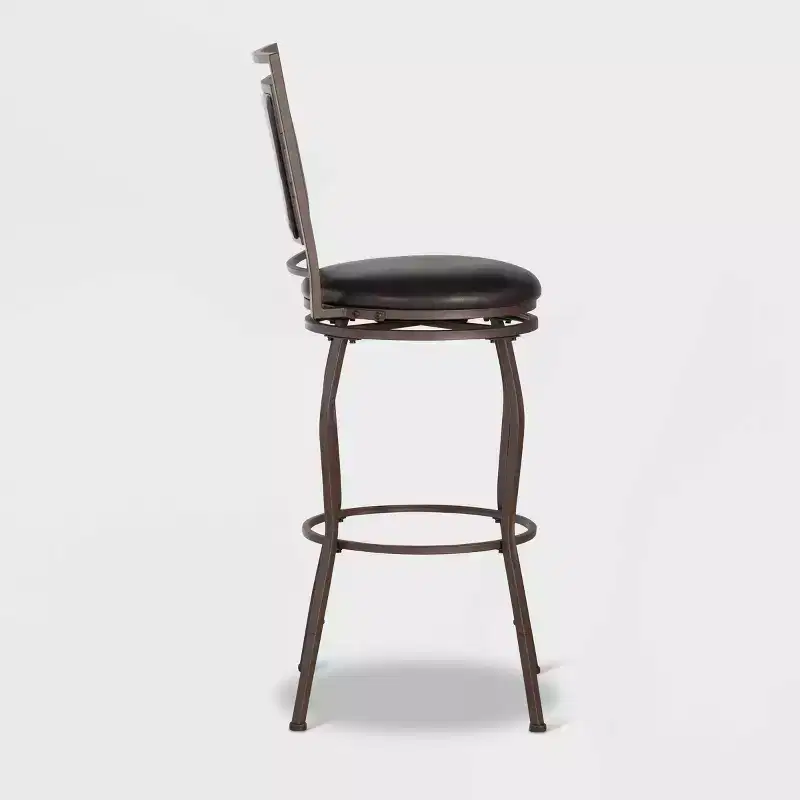 Linon 3pc Teagan Adjustable Stool Set Dark Brown: Upholstered, Powder-Coated, Kitchen Island Seating
