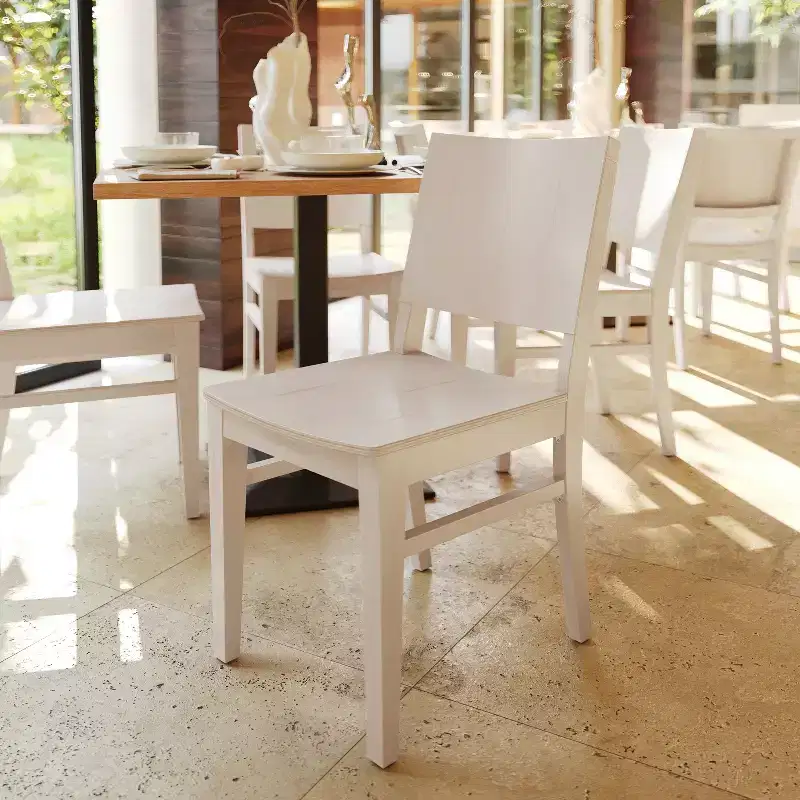 Commercial Grade Solid Beechwood Dining Chairs Set of 2 Curved Backrest 500 lbs