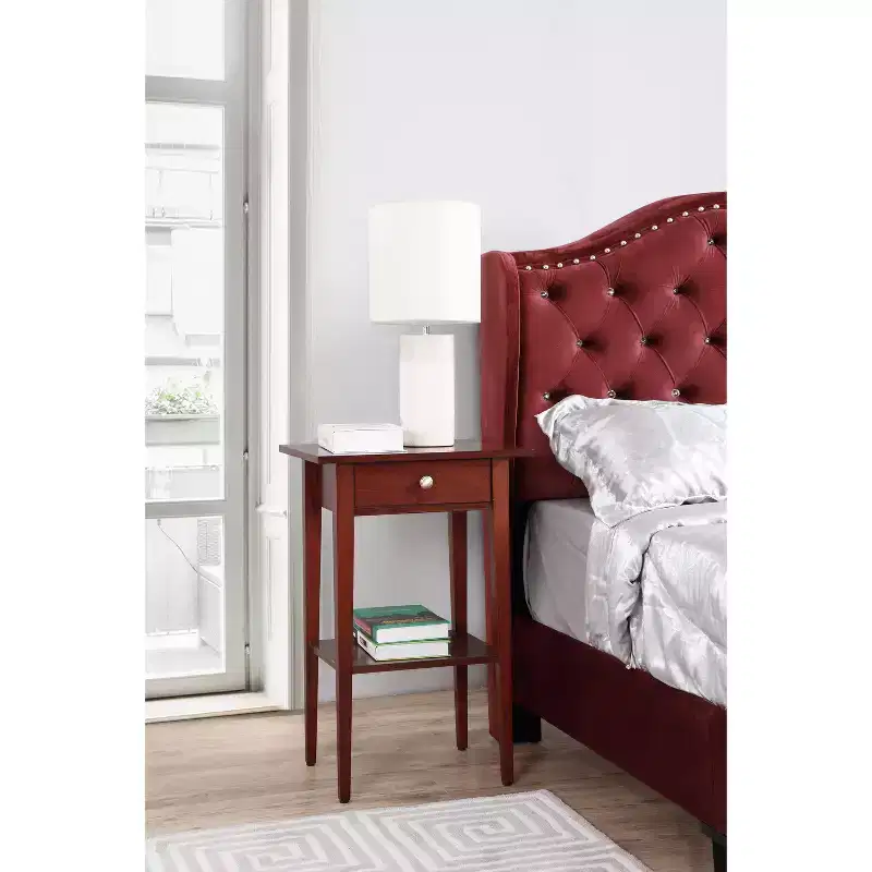 Rectangle Oak Wood Nightstand with Drawer – 28