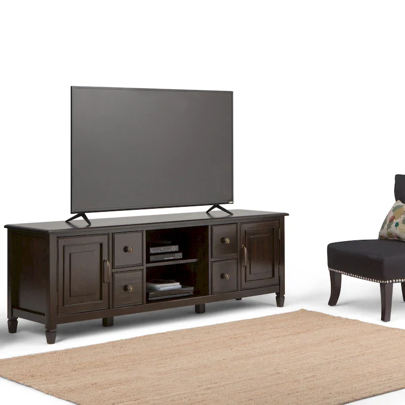 72-Inch Solid Wood Traditional TV Media Stand for TVs up to 80
