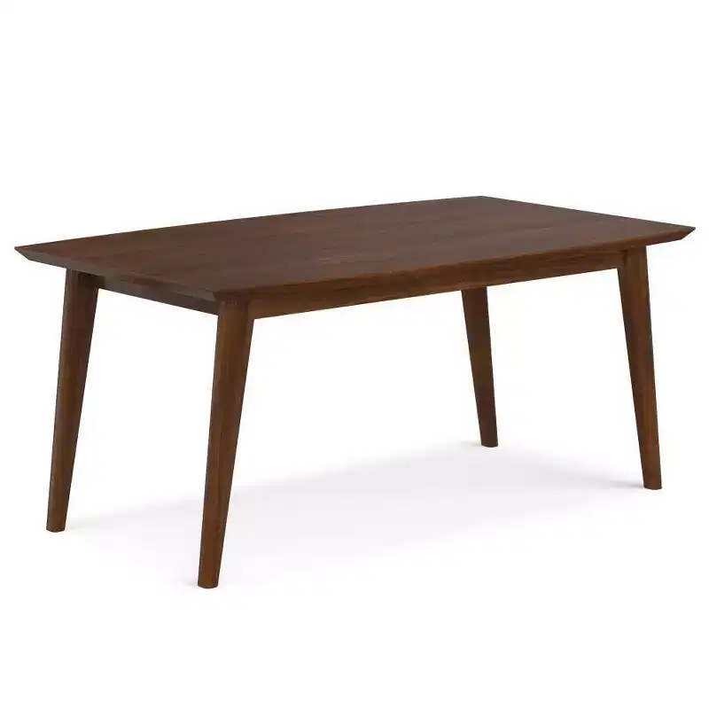 Mid-Century Rectangle Dining Table, Rubberwood Frame, Seats 6, Brown, 66