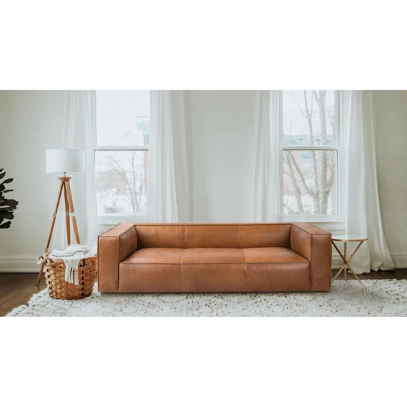 UR livingroom Full Aniline Leather Sofa Modern Genuine Leather Sofa Couch for Living Room - 100W x 43D x 26.25H