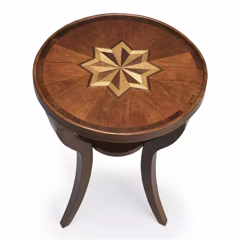 HomeRoots 24 Brown And Olive Ash Manufactured Wood Round End Table With Shelf