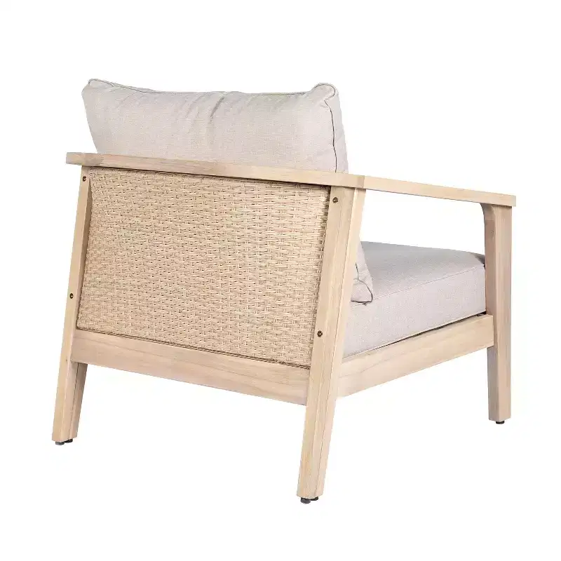 Christopher Knight Home Valentina Modern Acacia Wood Patio Club Chair with Cushion and Wicker Design