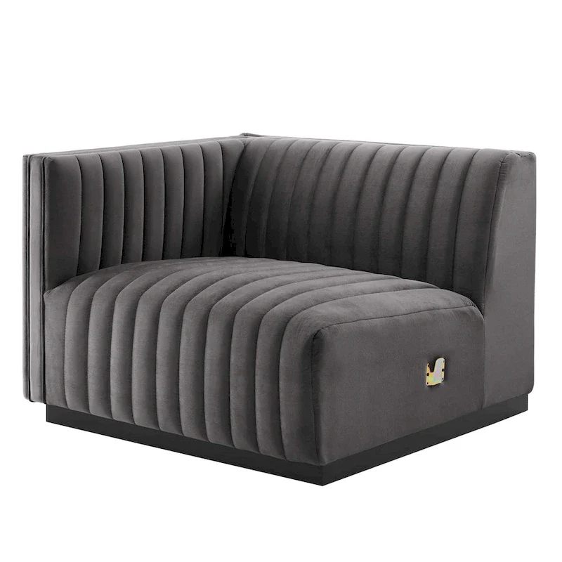 Channel Tufted Velvet Upholstered Sofa