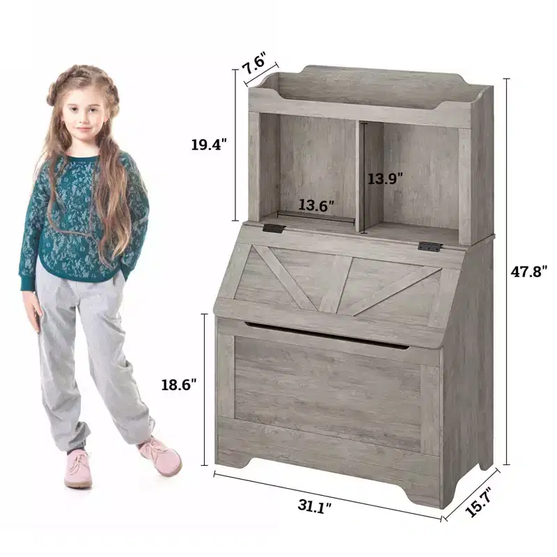 Spacious 3-tier Wooden Kids Bookcase and Toy Storage Organizer with Flip-Top Lid, Versatile Design for Playroom, Bedroom, Nursery, and Kindergarten