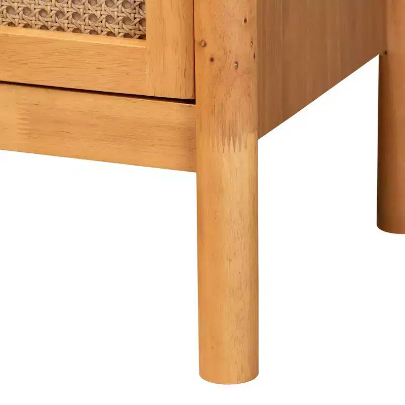 Baxton Studio Jenn Wood 6 Drawer Dresser with Distressed Finished Rattan Golden Brown/Distressed Rattan