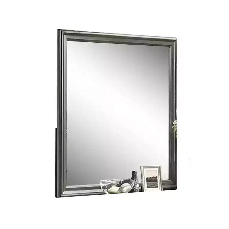 Royal Hampton Dresser Mirror, Dark Gray, Square 38 Inch Solid Wood Frame