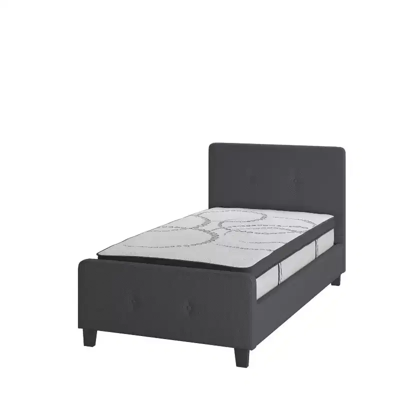 Emma and Oliver Tufted Platform Bed with 10 Inch Pocket Spring Mattress