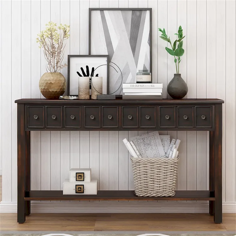 Harper & Bright Designs Rustic 4-drawers Long Entryway Console Table