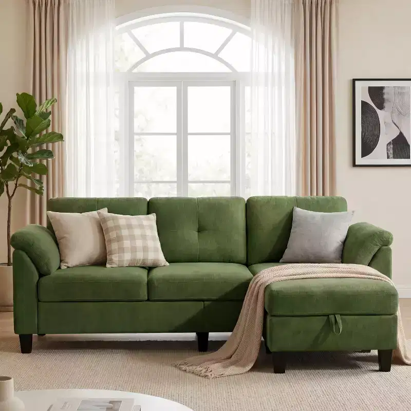 Dyonery 79 Sectional Couch with Storage Pocket, L Shaped Small Sofa with Soft Armrest Pillows,4 Seat Couches for Living Room, Apartment, Small Space