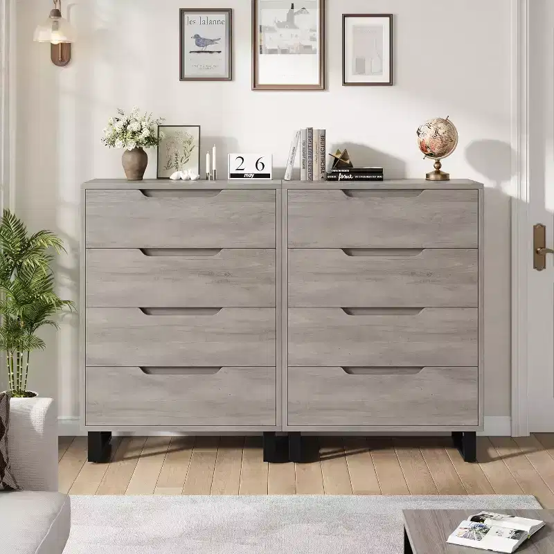 Vertical Drawer Cabinet with Storage, Dresser for Bedroom, Wooden Storage for Hallway, Entryway